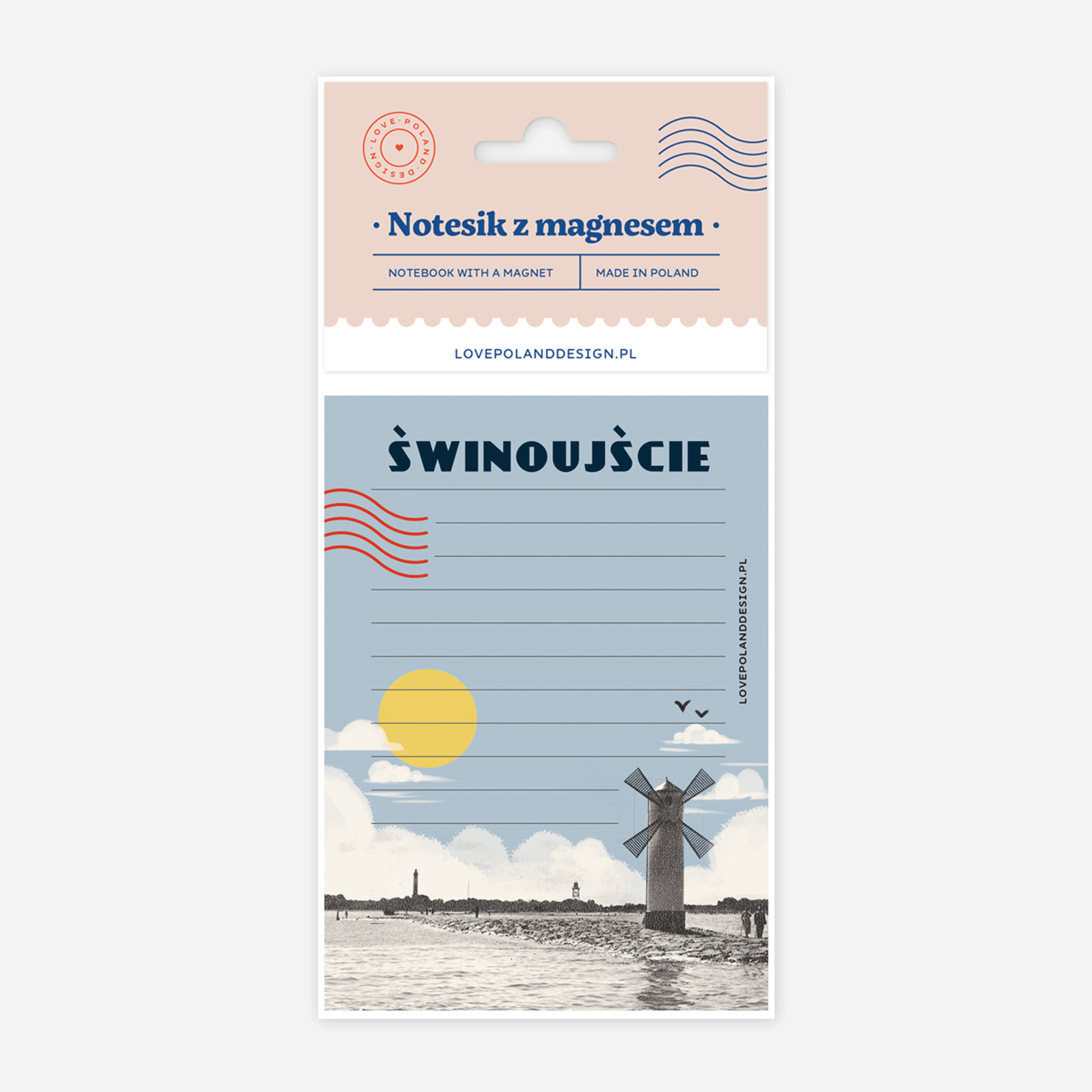 Notesik z magnesem Świnoujście Latarnia Kolaż
