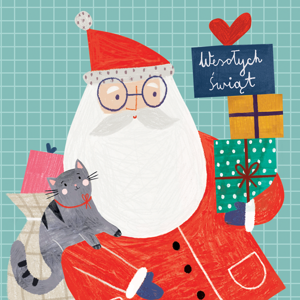 Santa Card with Cat