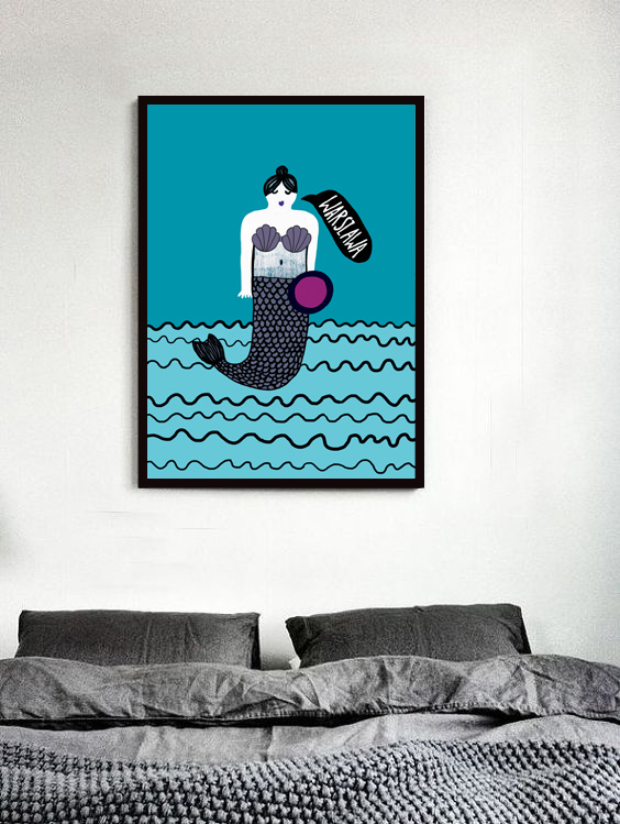 Mermaid Poster Turquoise 30x40