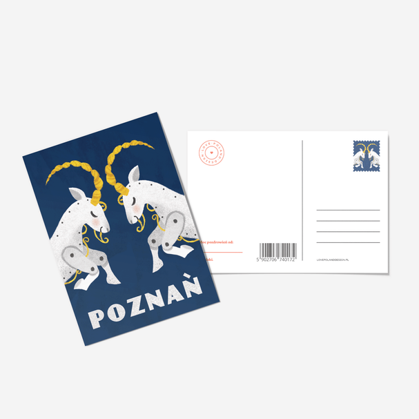 Postcard Poznan Goats Clock