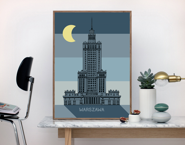 Retro Night Palace of Culture Poster 30x40